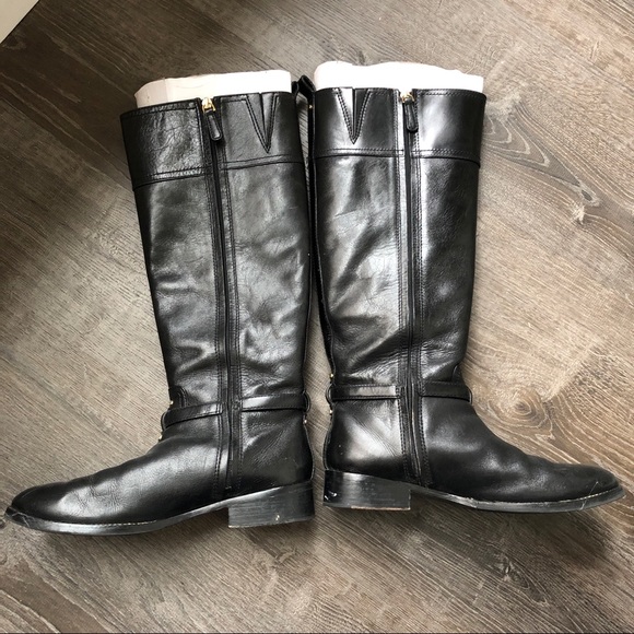 Tory Burch Black Leather Riding Boots - Picture 2 of 5